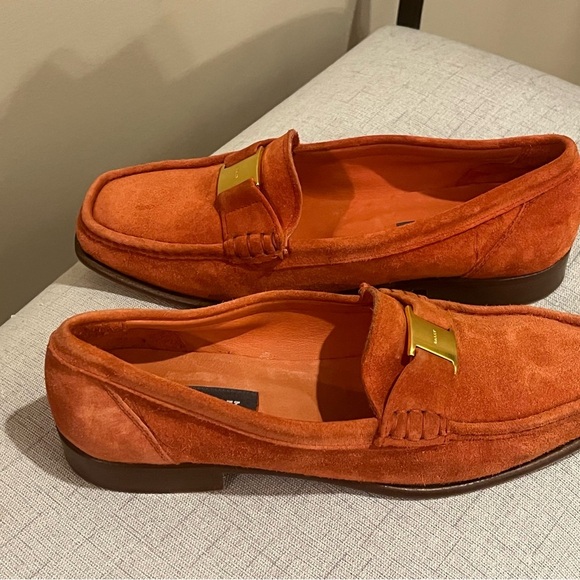 Bally Burnt Orange Suede Logo Tempest Loafers, size 6 - Picture 3 of 6